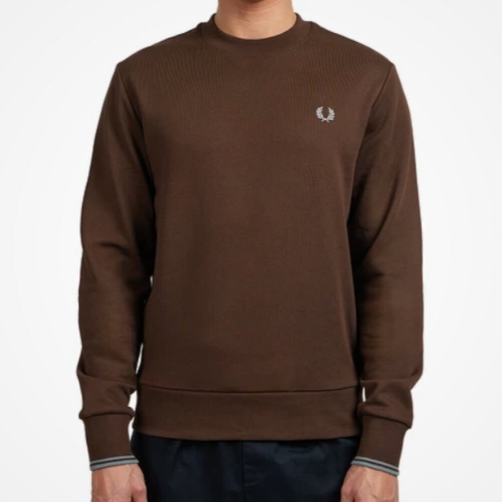 Fred Perry Crew Neck Sweatshirt (Tobacco Brown) XXXL